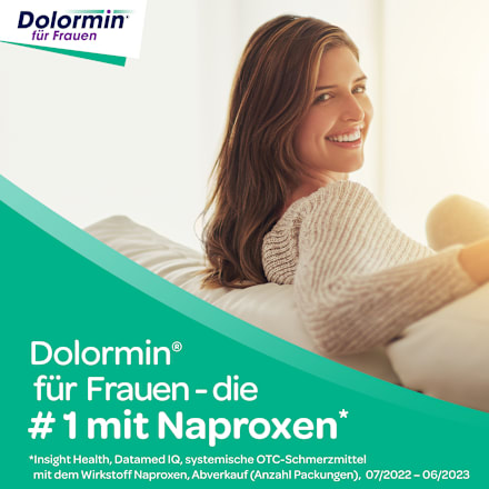 Dolormin für Frauen bei Menstruationsbeschwerden mit 250 mg Naproxen, Tabletten  Dolormin
