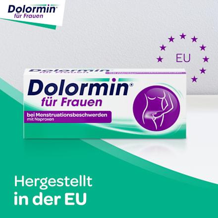 Dolormin für Frauen bei Menstruationsbeschwerden mit 250 mg Naproxen Tabletten  Dolormin
