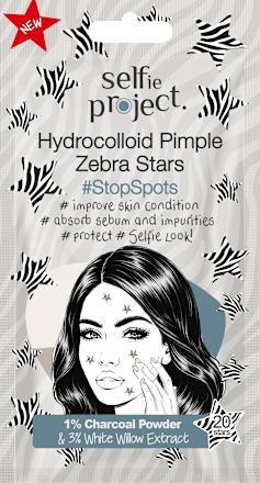 náplasti na akné Hydrocolloid Pimple Zebra Stars Selfie Project