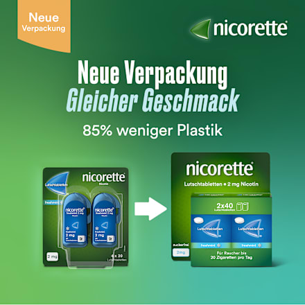 nicorette freshmint 2 mg Nicotin  Lutschtabletten, gepresst Nikotin, (2 x 40St) nicorette