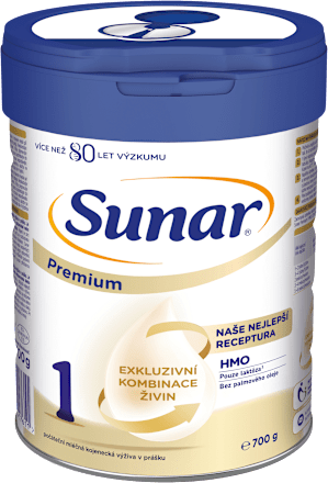 počáteční mléčná kojenecká výživa Premium HMO 1, 0m Sunar