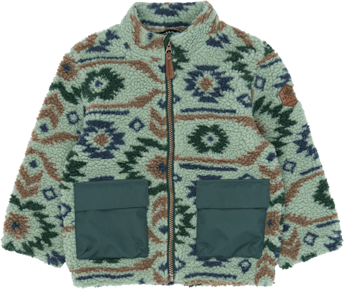 Teddyjacke mit Jacquard-Muster, grün, Gr. 86/92 Mikk-Line