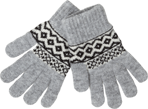 Strickhandschuhe Norwegermuster grau PURSET