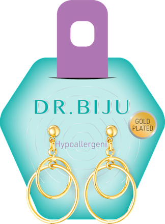 Hipoalergene naušnice duo ring gold DR. BIJU