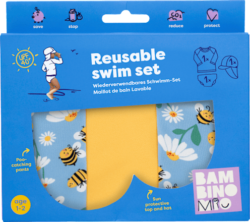 Wiederverwendbares Schwimm-Set Wal 2-3 Jahre Bambino Mio