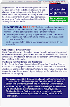 Doppelherz system Magnesium 500 Depot + B-Vitamine Tabletten 60 St Doppelherz