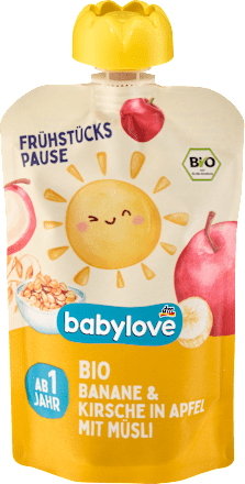 Purea di frutta - banana, amarena e mela con muesli babylove