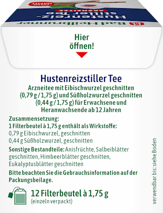 Arzneitee, Hustenreizstiller Tee (12 Beutel) Bad Heilbrunner