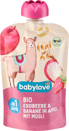 Quetschie Erdbeere & Banane in Apfel mit Müsli ab 1 Jahr babylove