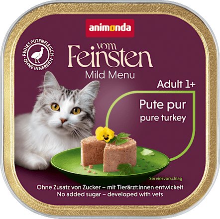 Nassfutter Katze Pute pur, mildes Menü  animonda VOM FEINSTEN