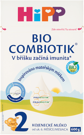 BIO pokračovací mléčná kojenecká výživa 2 Combiotik 6m HiPP