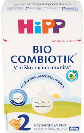 BIO pokračovací mléčná kojenecká výživa 2 Combiotik 6m HiPP