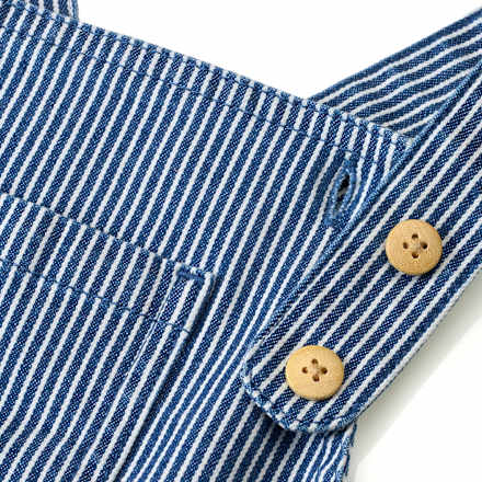 Latzhose mit Streifen-Muster & Holzknöpfen, blau, Gr. 80 ALANA