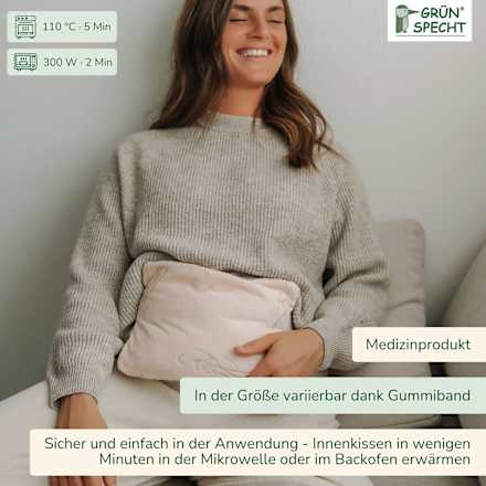 Traubenkern-Bauch- und Rückenkissen Grünspecht