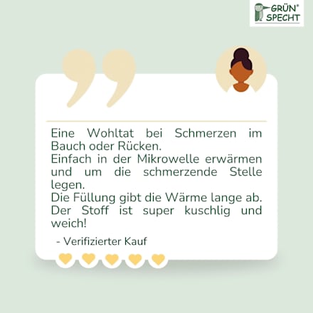 Traubenkern-Bauch- und Rückenkissen Grünspecht