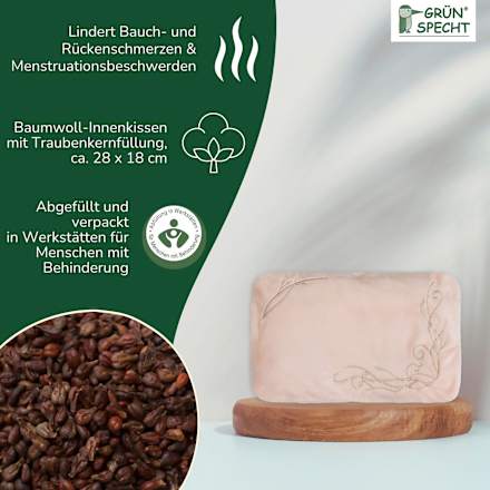 Traubenkern-Bauch- und Rückenkissen Grünspecht
