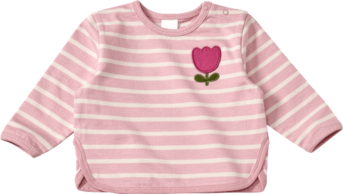 Sweatshirt mit Ringel-Muster & Blumen-Applikation, rosa, Gr. 74 ALANA
