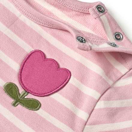 Sweatshirt mit Ringel-Muster & Blumen-Applikation, rosa, Gr. 74 ALANA