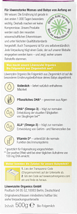 Folgemilch 2 auf Ziegenmilchbasis nach dem 6. Monat Löwenzahn Organics