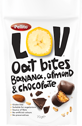 Lov Oat Bites – banana, badem & čokolada Pellito