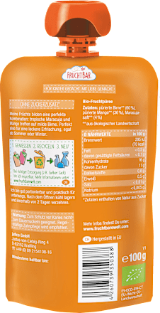 Quetschie Mango, Birne & Maracuja ab 6 Monaten FruchtBar
