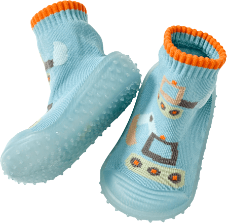 Abenteuer Socken mit Bagger-Motiv, blau, Gr. 19/20 PUSBLU