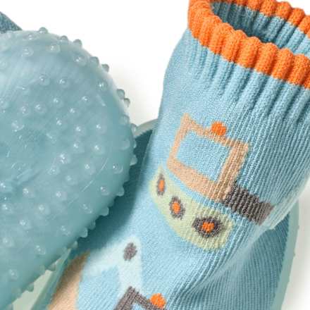 Abenteuer Socken mit Bagger-Motiv, blau, Gr. 19/20 PUSBLU