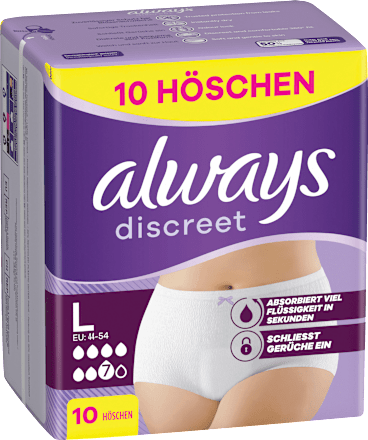always discreet Pants Inkontinenz Plus Gr. L, 10 St dauerhaft günstig ...