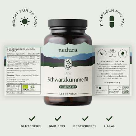 Schwarzkümmelöl ungefiltert Kapseln 150 St nedura