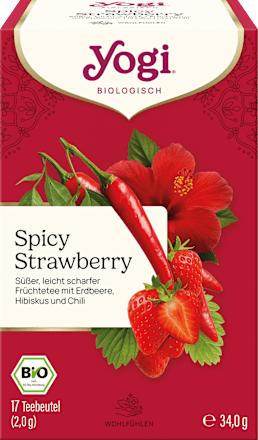 Früchtetee, Spicy Strawberry mit Erdbeere, Hibiskus & Chili (17 Beutel) Yogi