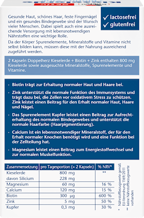 aktiv Kieselerde + Biotin + Zink Kapseln Doppelherz