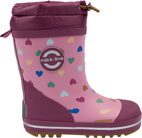 Gummistiefel mit Herz-Muster, lila, Gr. 26/27 Mikk-Line