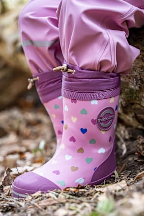 Gummistiefel mit Herz-Muster, lila, Gr. 26/27 Mikk-Line