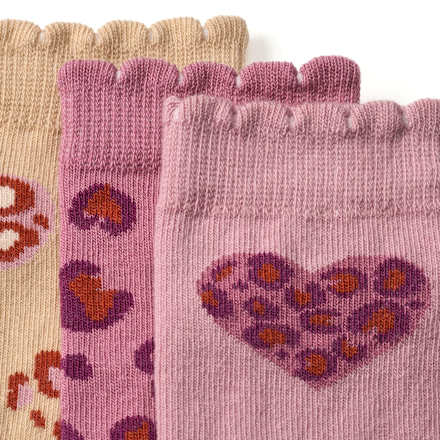 Socken mit Herz- & Leo-Muster, lila, Gr. 23/26 ALANA