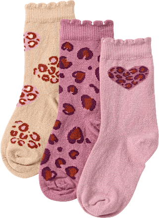 Socken mit Herz- & Leo-Muster, lila, Gr. 23/26 ALANA