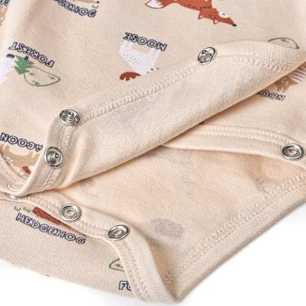 Wickelbody Langarm mit Waldtier-Muster, beige, Gr. 46/48 ALANA
