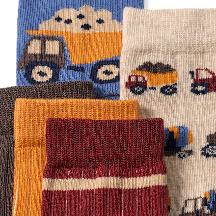 Socken mit Ripp-Struktur & Fahrzeug-Muster, bunt, Gr. 19/22 PUSBLU