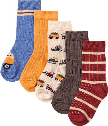 Socken mit Ripp-Struktur & Fahrzeug-Muster, bunt, Gr. 19/22 PUSBLU