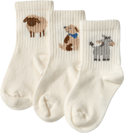 Tennissocken mit Tier-Motiven, weiß, Gr. 23/26 ALANA