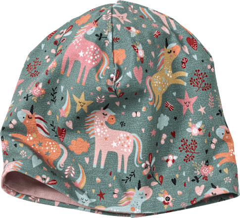 Mütze mit Einhorn-Muster, grün, Gr. 50/51 ALANA