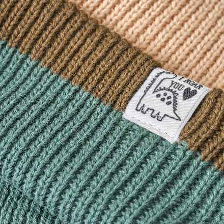 Mütze aus Strick mit Dino-Patch, beige, Gr. 52/53 ALANA
