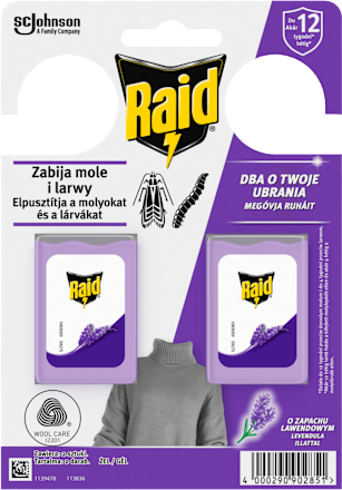 Żelowa zawieszka przeciw molom, lawenda Raid