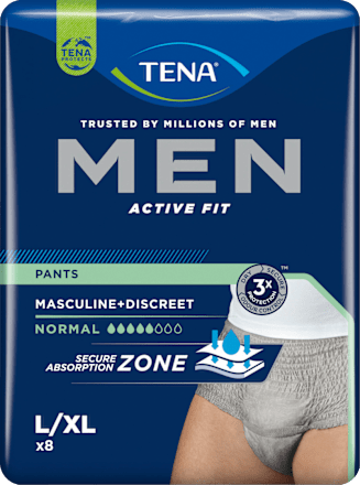 Pants Inkontinenz Men Active Fit grau, Gr. L/XL TENA
