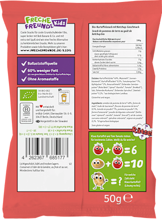 Kindersnack Bunte Chips Ketchup Style, für Schulkinder Freche Freunde