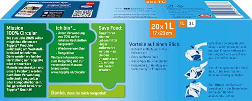 Gefrierbeutel 1 l Ruck-Zuck wiederverschließbar Toppits