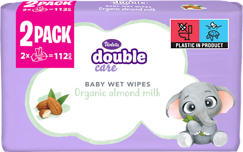 double care vlažne maramice – organsko bademovo mlijeko, duopack, 2 x 56 kom. Violeta