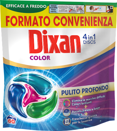 Detersivo lavatrice 4in1 discs per capi colorati Dixan