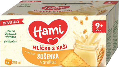 mlíčko s kaší s příchutí Vanilková sušenka Hami