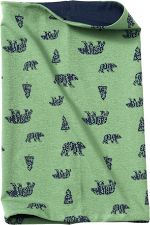 Loop Schal mit Bären- & Wald-Muster, grün ALANA