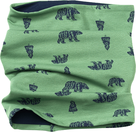 Loop Schal mit Bären- & Wald-Muster, grün ALANA